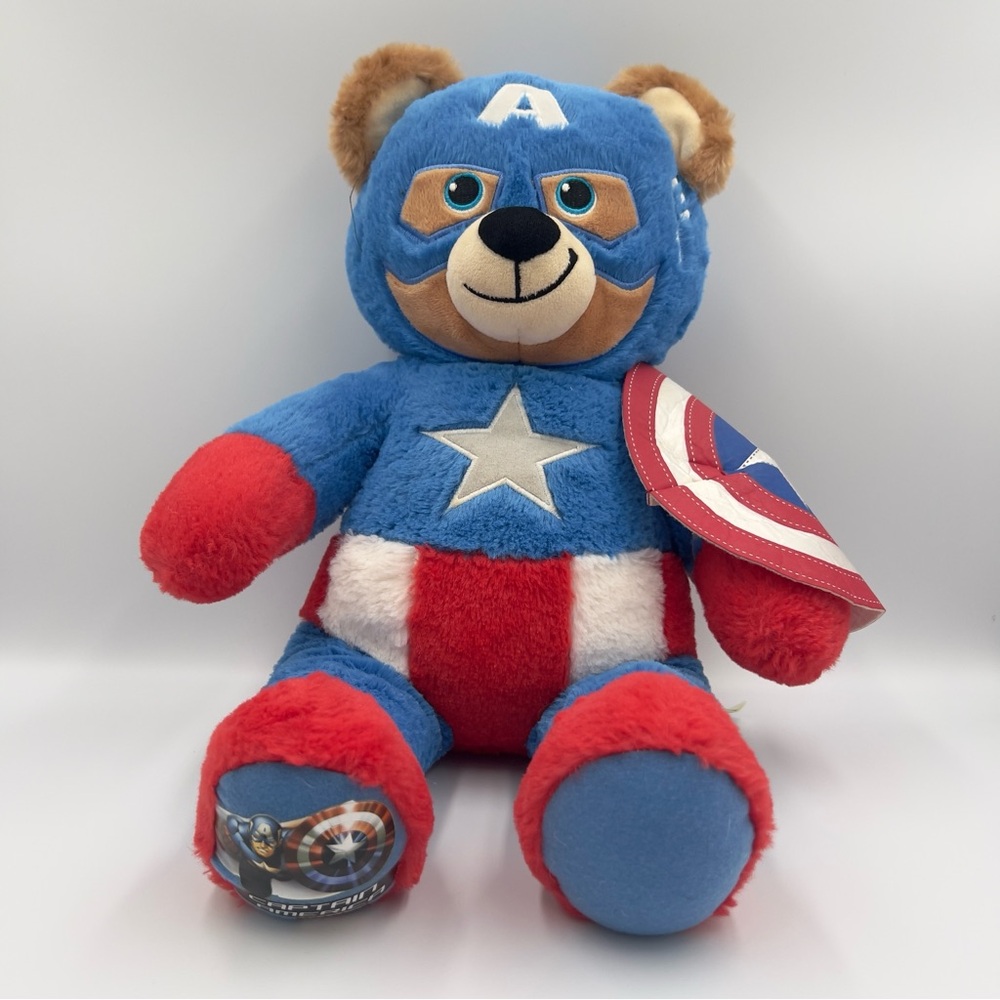 Marvel Captain America Build A Bear Plush Stuffed Animal with Shield 16”
